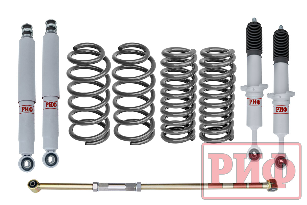Лифт-комплект РИФ газовый Toyota Land Cruiser Prado 120, FJ Cruiser 45 мм жесткий