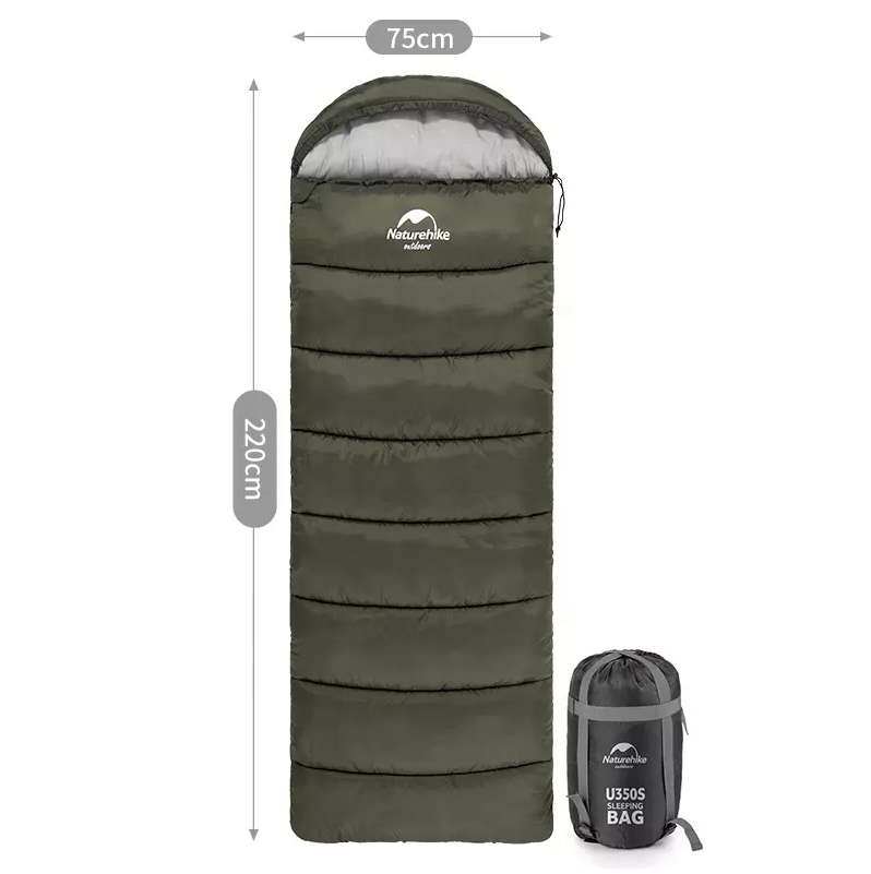 Мешок спальный Naturehike U250S, (190х30)х75 см, (левый) (ТК: 0°C), темно-зеленый