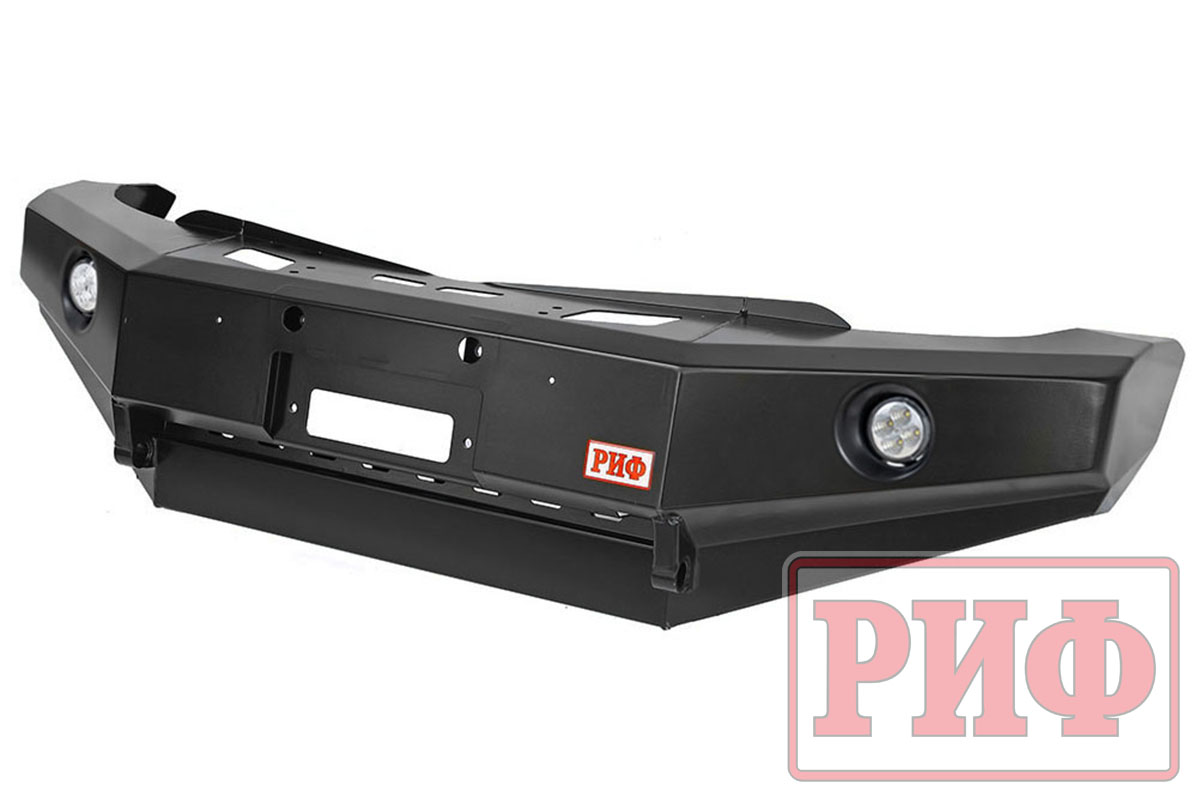 Бампер РИФ силовой передний Mitsubishi L200 2005-2015/Pajero Sport 2009-2015 с доп.фарами и защ.бачка омыват