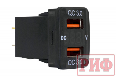 фото Розетка USB 2 QC 3.0 с вольтметром для Toyota 32x20