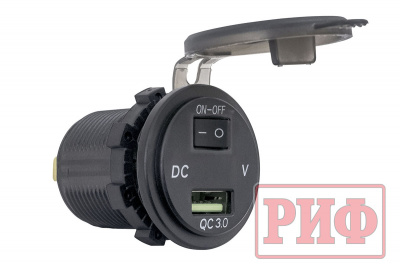 фото Розетка USB QC 3.0 с вольтметром,  34x37х54