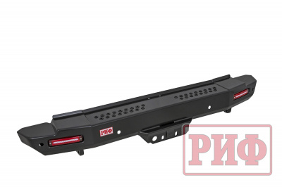 фото Бампер РИФ силовой задний Toyota Land Cruiser 200 2007-2012 с квадратом под фаркоп и фонарями 