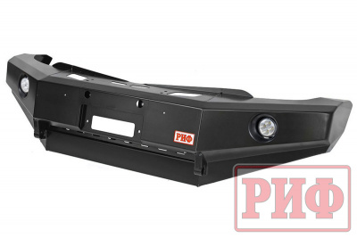 фото Бампер РИФ силовой передний Mitsubishi L200 2005-2015/Pajero Sport 2009-2015 с доп.фарами и защ.бачка омыват