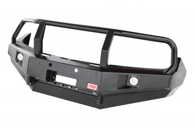 фото Бампер РИФ силовой передний Nissan Navara D40/Pathfinder R51 (2010-2014) с доп. фарами и защитной дугой